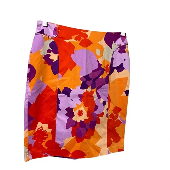 New York & Company vibrant multicolor floral abstract print pencil skirt size 4 - Picture 4 of 9